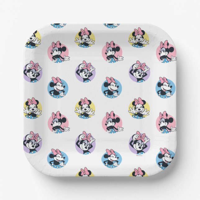 Cheerful Minnie Mouse Polka Dot Pattern Paper Plate (Front)