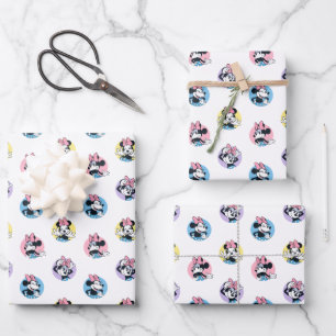 Cheerful Minnie Mouse Polka Dot Pattern Wrapping Paper Sheet