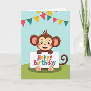 Cheerful Monkey Birthday Card