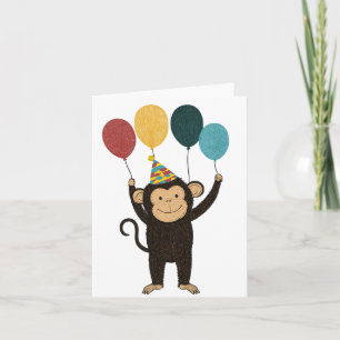 Cheerful Monkey Birthday Card