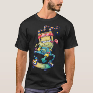 Cheerful Monster Skateboard  T-Shirt