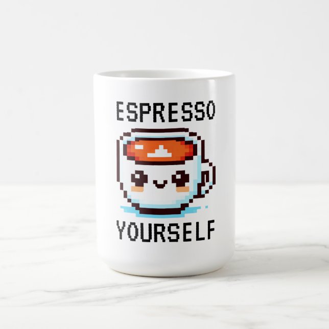 Cheerful Morning Brew - Pixel Coffee Cup (Center)