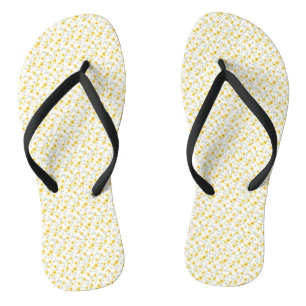 Cheerful Morning Daisy Sunny Watercolor Floral Flip Flops