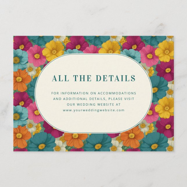 Cheerful Multicolor Floral Illustration Enclosure Card (Front)