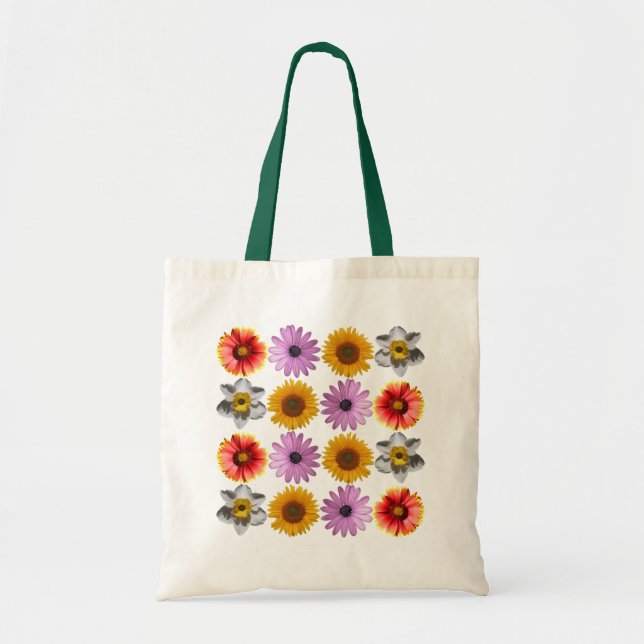 Cheerful Multicolor Flower Pattern Tote Bag (Front)