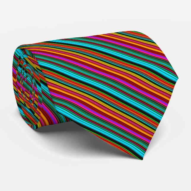 Cheerful Multicolored Stripe Pattern Tie (Rolled)