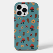 Cheerful Mushroom Nature Lover Pattern (Blue Teal)