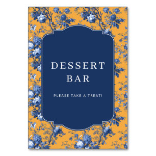 Cheerful Mustard Blue Floral Toile Table Number