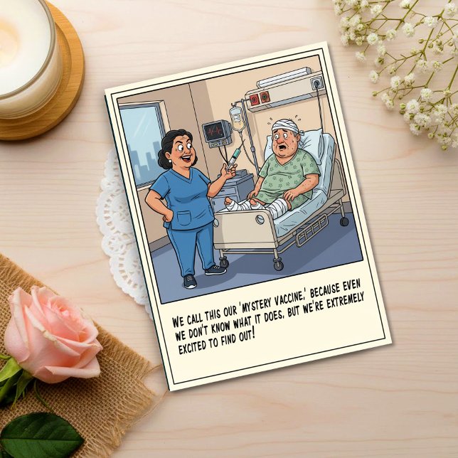 Cheerful Nurse Injecting Scared Patient Get Well Postcard (Creator Uploaded)