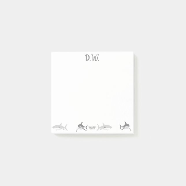 Cheerful Ocean Sharks Art Post-it Notes (Front)