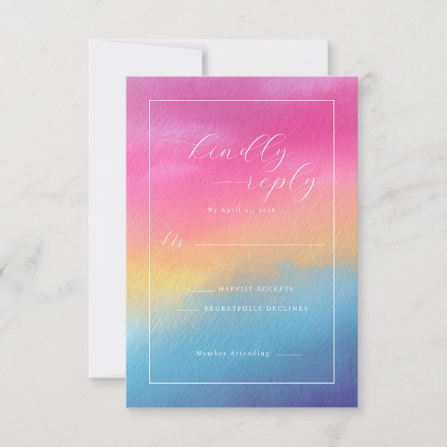 Cheerful Ombre Watercolor Gradients RSVP Card (Front)
