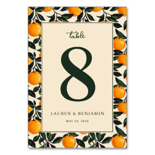 Cheerful Orange Citrus Fruit Table Number
