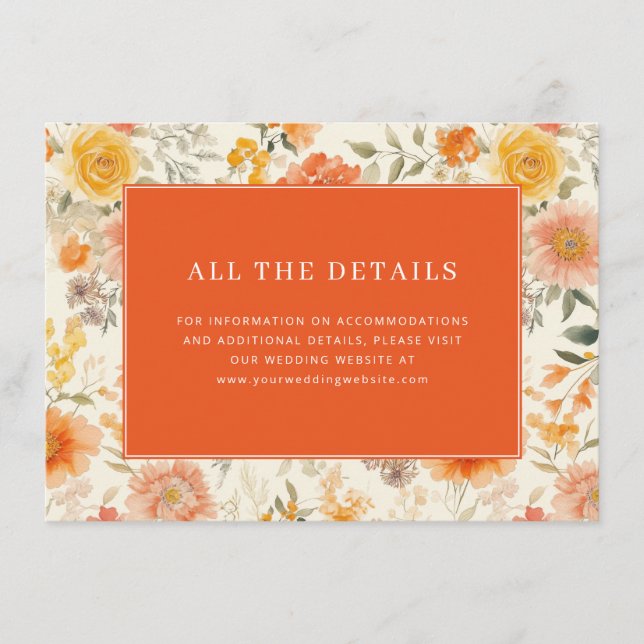 Cheerful Orange Floral Enclosure Card (Front)