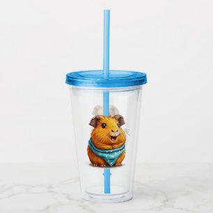 Cheerful Orange Guinea Pig With Blue Bandana Acrylic Tumbler