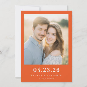 Cheerful Orange Modern Photo Save The Date