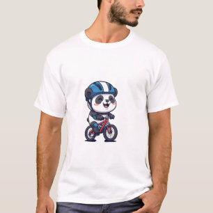 Cheerful Panda Cyclist Riding a Red Mountain Bike T-Shirt