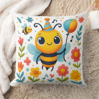 Cheerful Party Bee Decorative Pillow