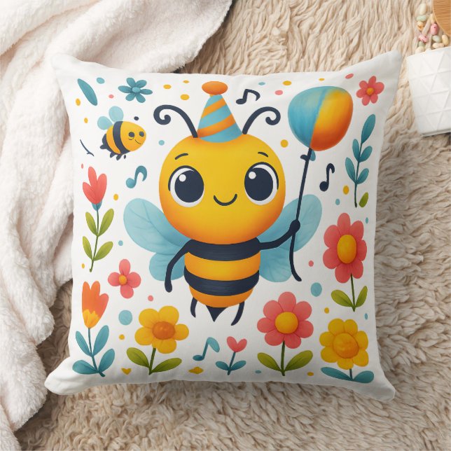 Cheerful Party Bee Decorative Pillow (Blanket)