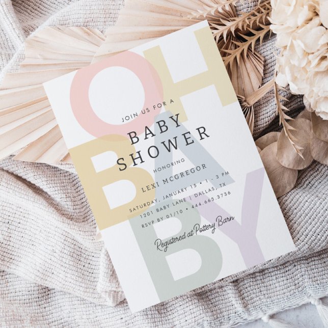 Cheerful Pastel Oh Baby Neutral Baby Shower Invitation (Creator Uploaded)