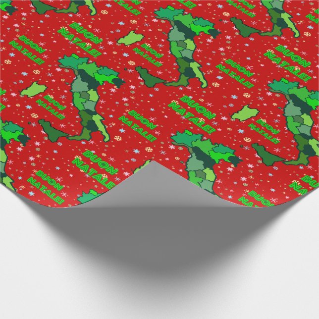 Cheerful Pastel Snowflakes and Map of Italy Wrapping Paper (Corner)