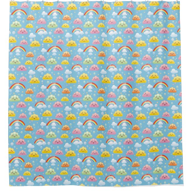 Cheerful Pattern with Smiling Clouds and Rainbow (Front)