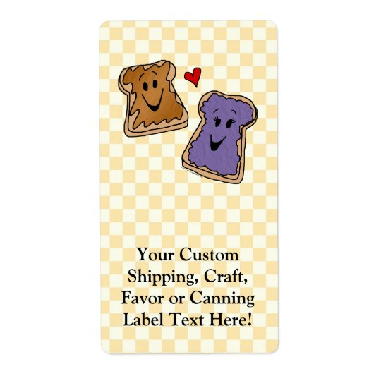 Cheerful Peanut Butter and Jelly Cartoon Friends Shipping Label