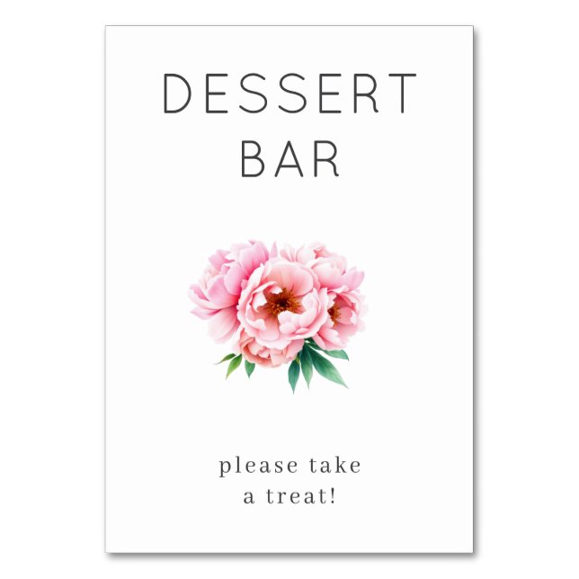 Cheerful Pink Floral Dessert Sign Table Number (Front)
