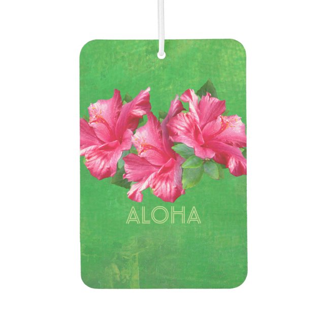 Cheerful Pink Hibiscus Blooms Custom Air Freshener (Front)