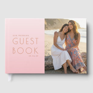Cheerful Pink Minimalist Photo Guest Book