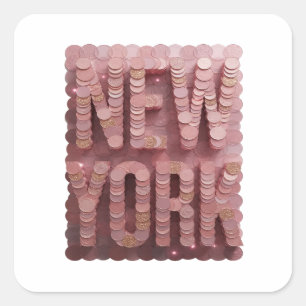 Cheerful Pink NEW YORK Sticker Design