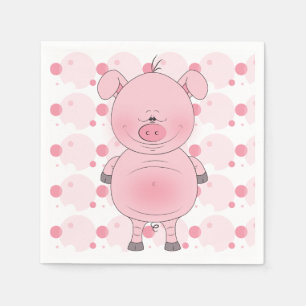 Cheerful Pink Pig Cartoon Napkin