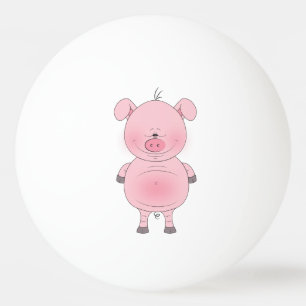 Cheerful Pink Pig Cartoon Ping Pong Ball