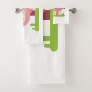 Cheerful Pink Piglet Bath Towel Set