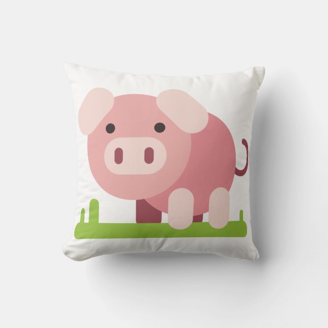 Cheerful Pink Piglet Throw Pillow (Front)