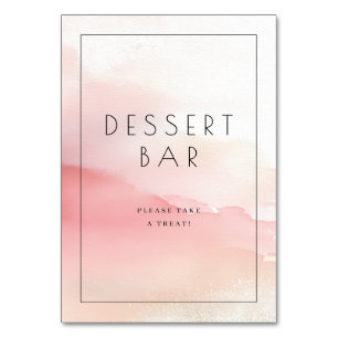 Cheerful Pink Watercolor Dessert Bar Sign Table Number