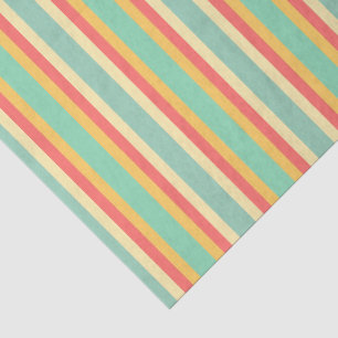 Cheerful Pink Yellow Green Blue Stripes Tissue Paper