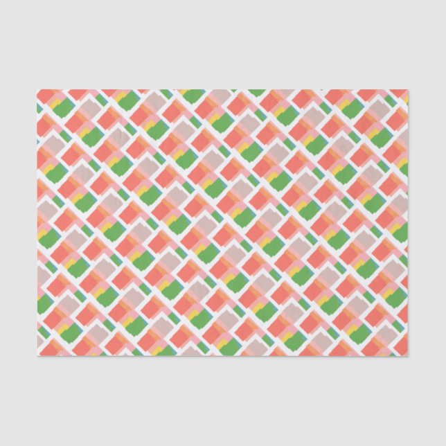 Cheerful Pink Yellow Green Orange Salmon Coral Tissue Paper (Front)