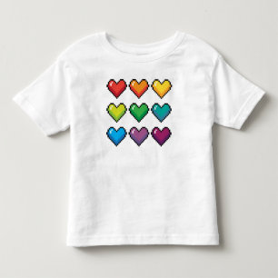 Cheerful Pixel Rainbow Hearts - Novelty T-Shirt
