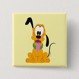 Cheerful Pluto Puppy Graphic 2 Inch Square Button