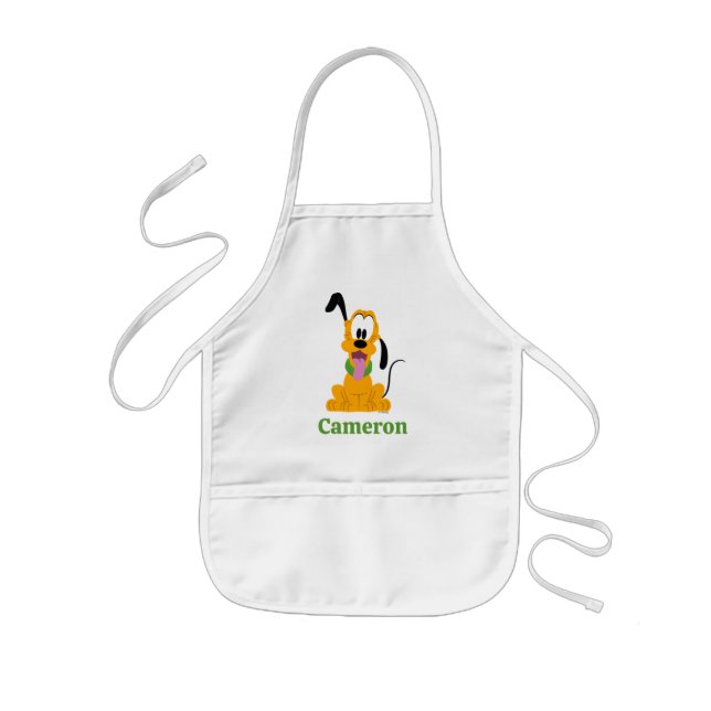 Cheerful Pluto Puppy Graphic Kids Apron (Front)