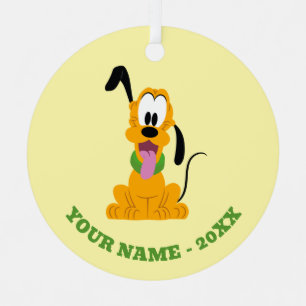 Cheerful Pluto Puppy Graphic Metal Ornament