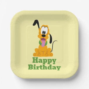 Cheerful Pluto Puppy Graphic Paper Plate