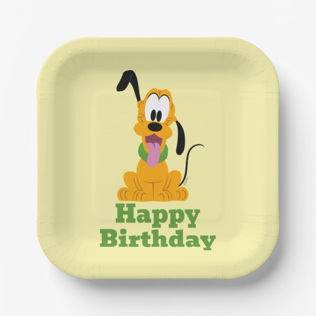 Cheerful Pluto Puppy Graphic Paper Plate (Front)