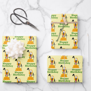 Cheerful Pluto Puppy Graphic Wrapping Paper Sheet