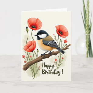 Cheerful Poppy Bird Card