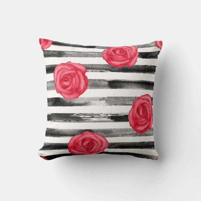 Cheerful Poppy Fields Throw Pillow (Front)