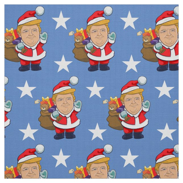 Cheerful President Donald Trump Santa| Christmas Fabric (Swatch)