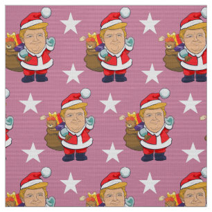 Cheerful President Donald Trump Santa  Christmas Fabric