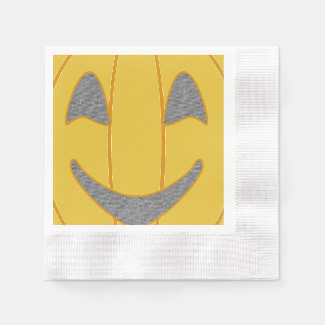 Cheerful Pumpkin Costume Design Halloween Orange Napkin (Front)