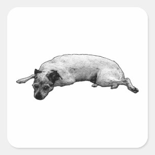 Cheerful Pup in Retro Dotted Style Square Sticker